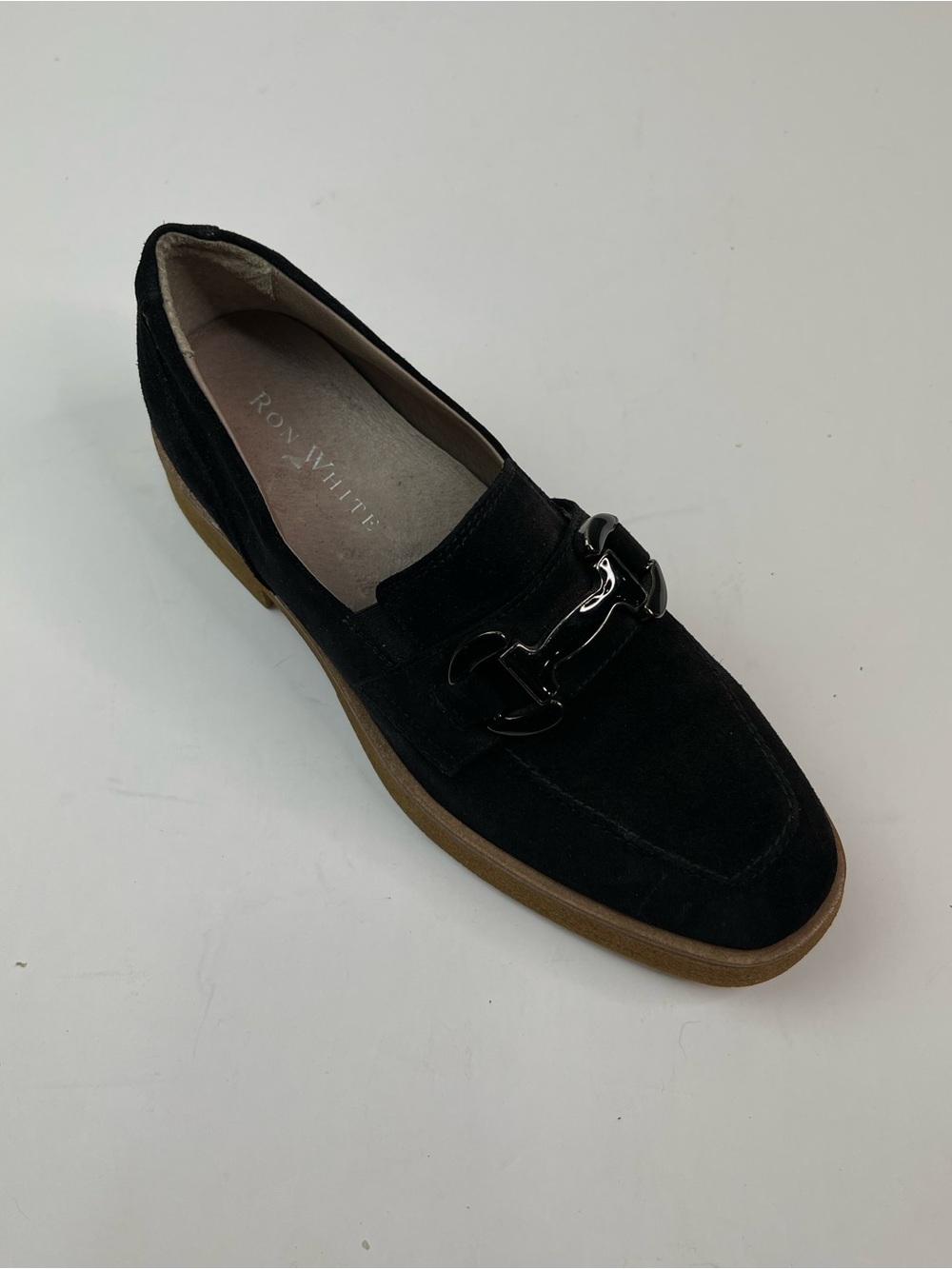 Ron White HODA Black Suede Loafers w/ Bit Accent, Women's Sz EU 38 US 7.5-8